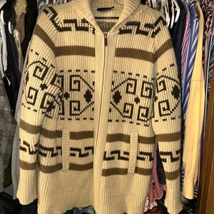 Pendleton Cream and Brown Wool Cardigan